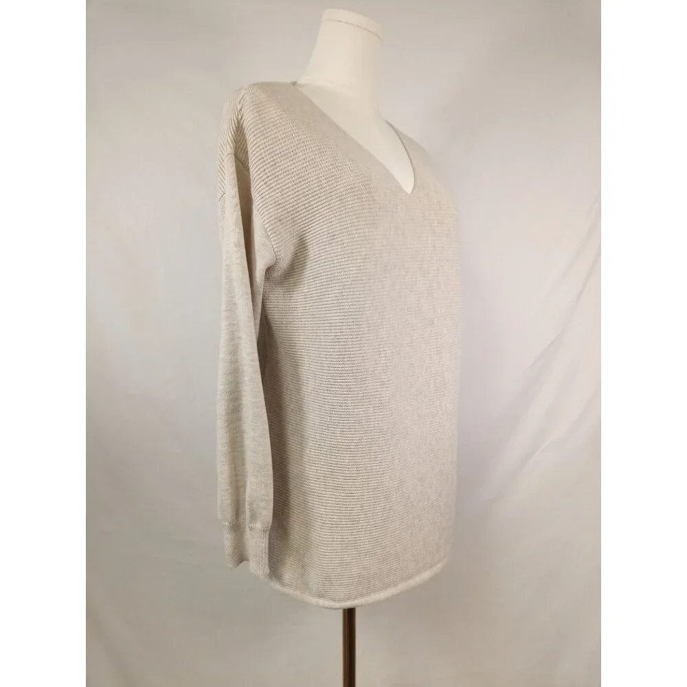 Ella Moss Women's Beige V-Neck Sweater Size Large - Picture 3 of 5